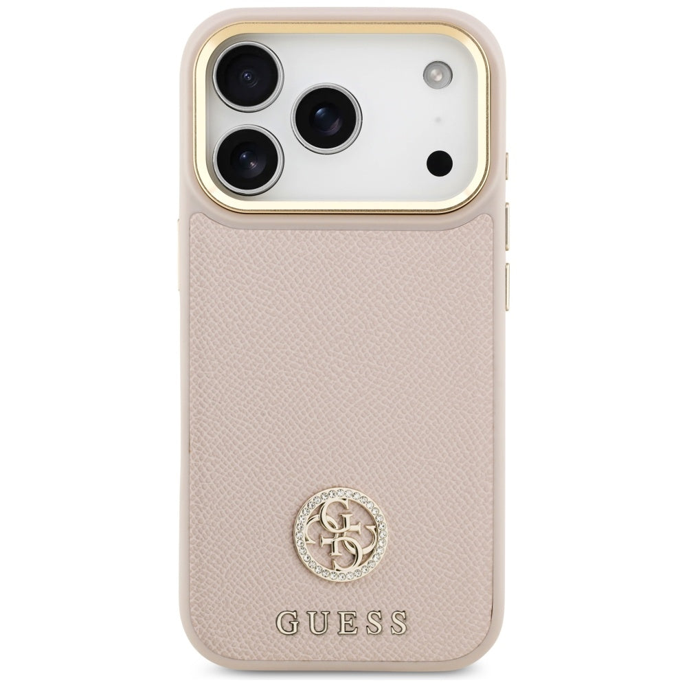 MagSafe torbica za Apple iPhone 17 Pro, Guess, Grained Strass Logo, Roza