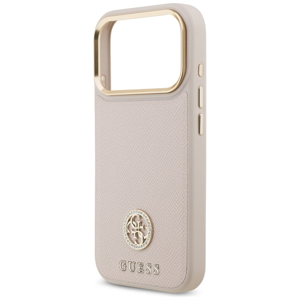 MagSafe torbica za Apple iPhone 17 Pro, Guess, Grained Strass Logo, Roza