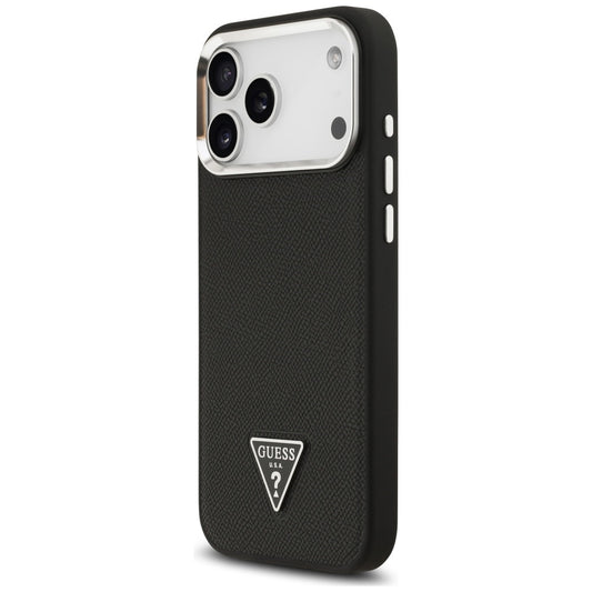 MagSafe torbica za Apple iPhone 17 Pro, Guess, Grained Triangle Logo, Crna