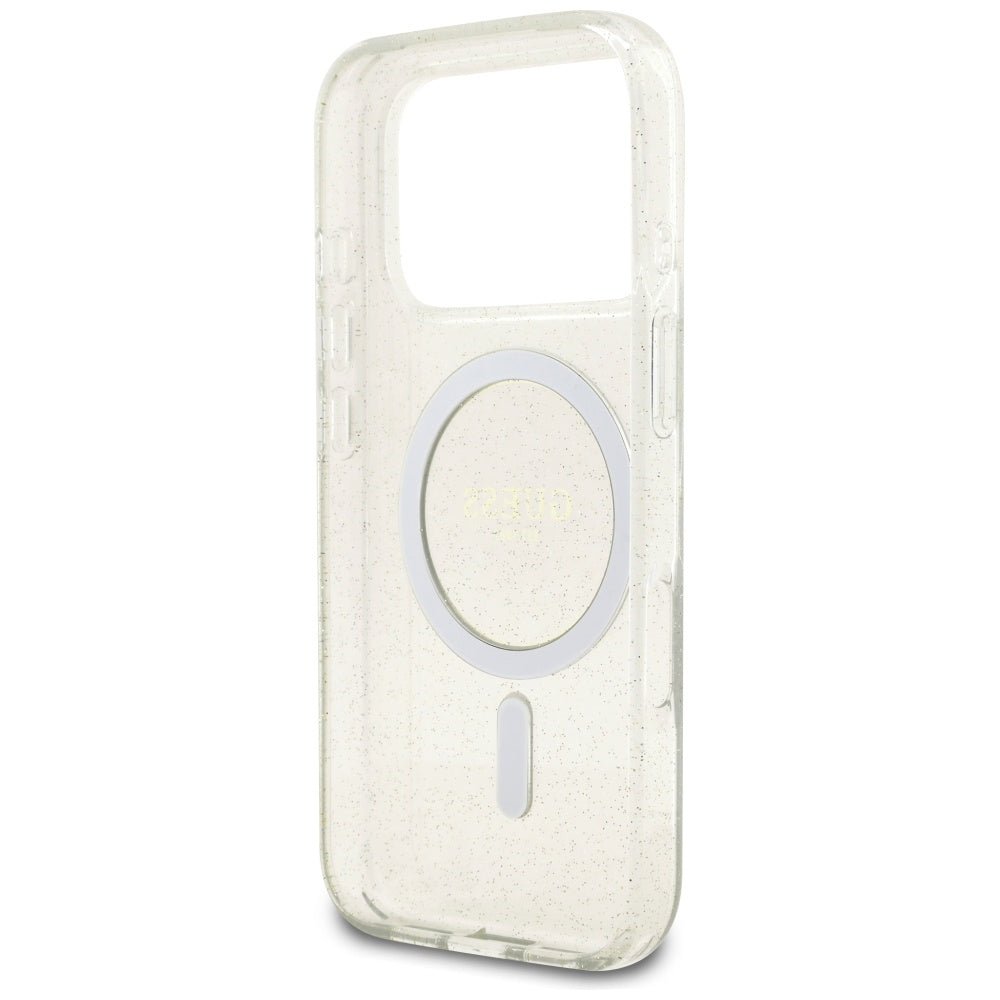 MagSafe torbica za Apple iPhone 17 Pro, Guess, IML Glitter s perlama, Prozirna
