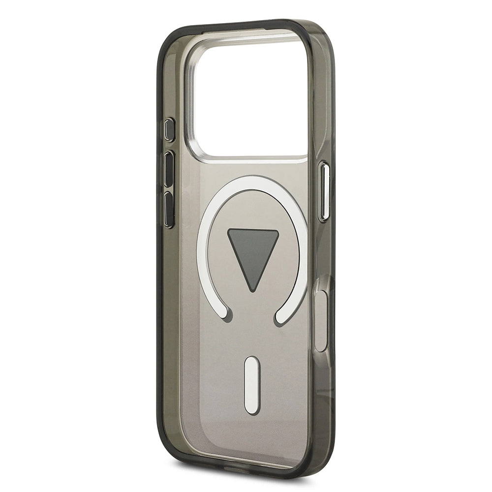 MagSafe futrola za Apple iPhone 17 Pro, Guess, IML Gradient Triangle Logo, Crno Srebrna