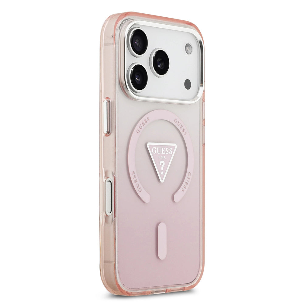 Futrola MagSafe za Apple iPhone 17 Pro, Guess, IML Gradient Triangle Logo, Roza
