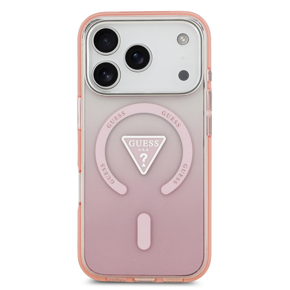 Futrola MagSafe za Apple iPhone 17 Pro, Guess, IML Gradient Triangle Logo, Roza