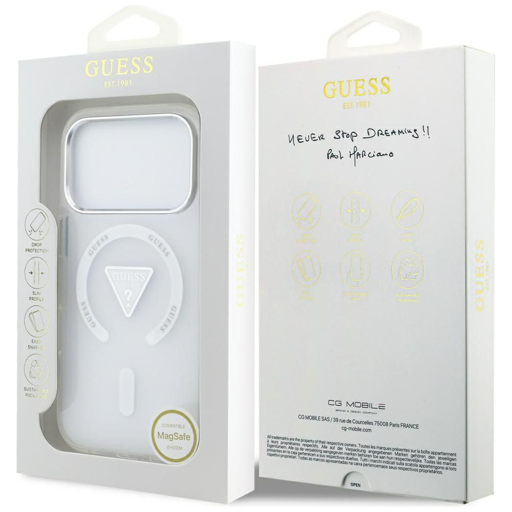 MagSafe futrola za Apple iPhone 17 Pro, Guess, IML Gradient Triangle Logo, Prozirna