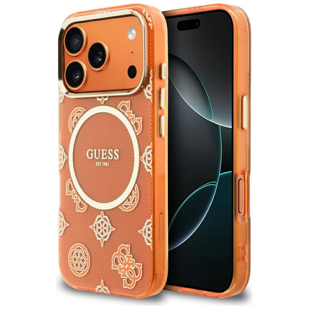MagSafe futrola za Apple iPhone 17 Pro, Guess, IML Peony Dot, Narančasta