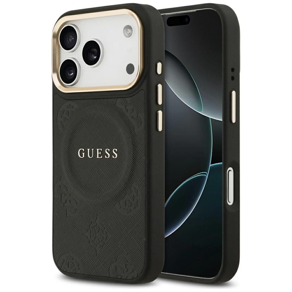 MagSafe futrola za Apple iPhone 17 Pro, Guess, Peony Hot Stamp, Crna