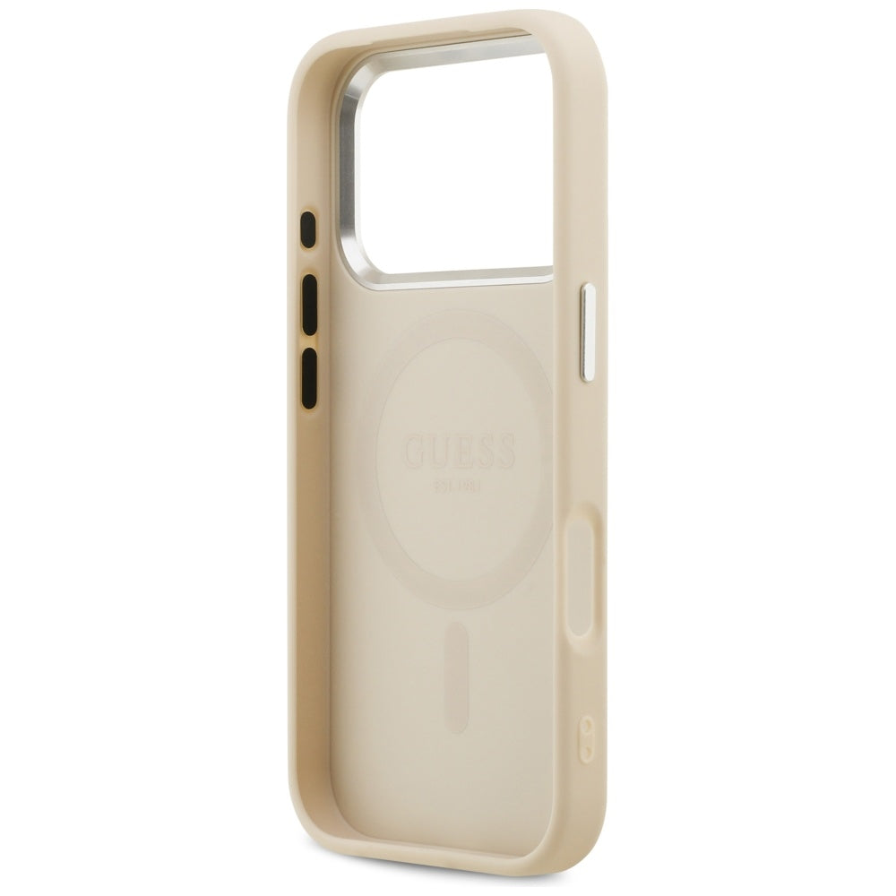 MagSafe futrola za Apple iPhone 17 Pro, Guess, Peony Hot Stamp Script, Bež