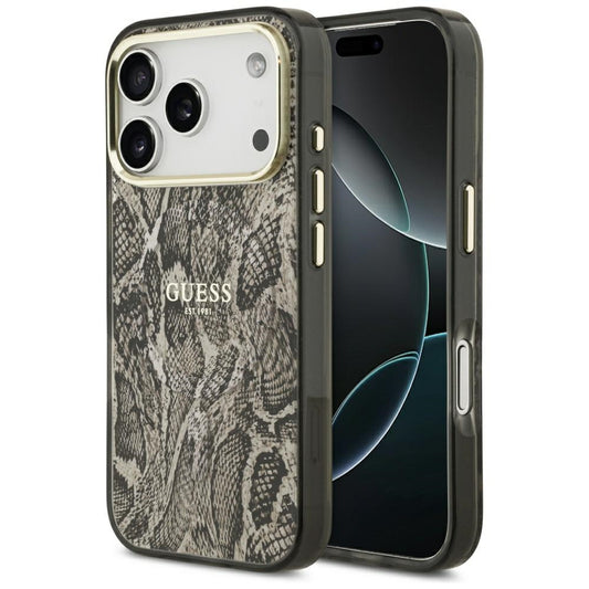 MagSafe torbica za Apple iPhone 17 Pro, Guess, Python uzorak, smeđa