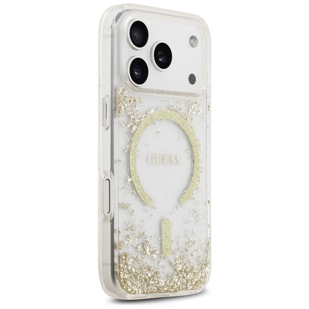 MagSafe torbica za Apple iPhone 17 Pro, Guess, Resin Bottom Glitter, Zlatna