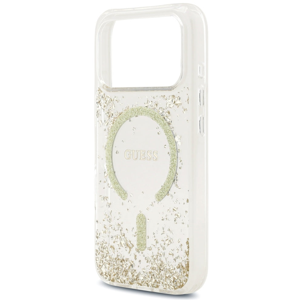 MagSafe torbica za Apple iPhone 17 Pro, Guess, Resin Bottom Glitter, Zlatna