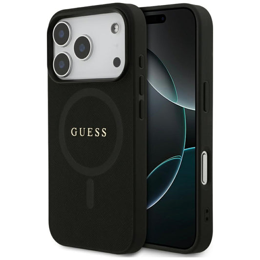 Futrola MagSafe za Apple iPhone 17 Pro, Guess, Saffiano Classic Logo, Crna