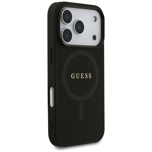 Futrola MagSafe za Apple iPhone 17 Pro, Guess, Saffiano Classic Logo, Crna