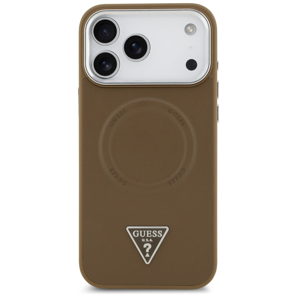 MagSafe futrola za Apple iPhone 17 Pro, Guess, Triangle Logo, Srebrno smeđa