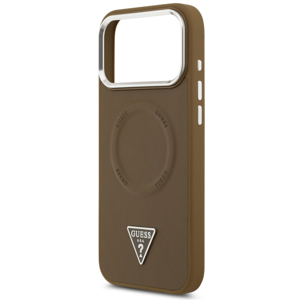 MagSafe futrola za Apple iPhone 17 Pro, Guess, Triangle Logo, Srebrno smeđa