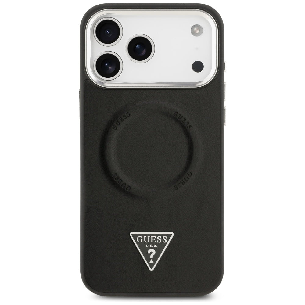 MagSafe futrola za Apple iPhone 17 Pro, Guess, Triangle Logo, Crno Srebrna