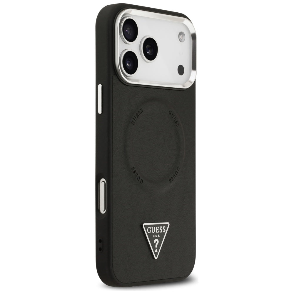 MagSafe futrola za Apple iPhone 17 Pro, Guess, Triangle Logo, Crno Srebrna