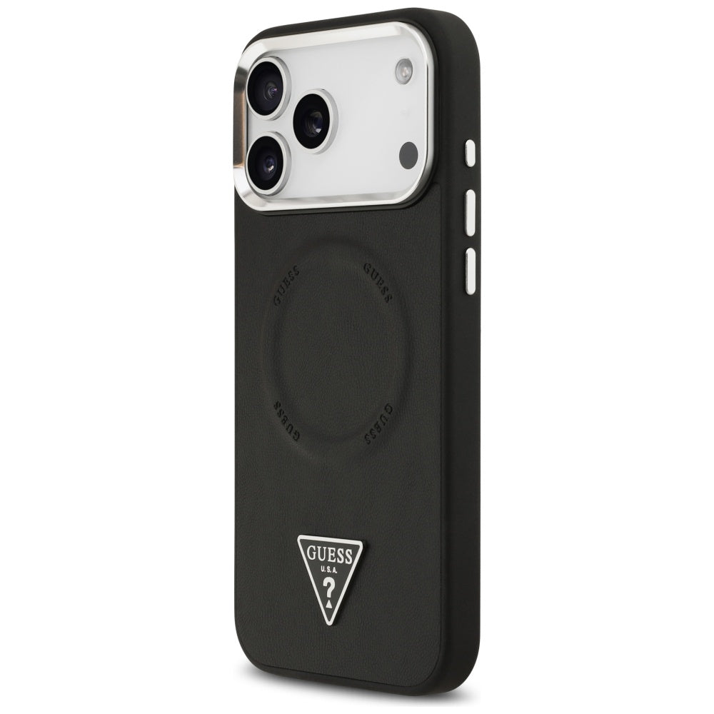 MagSafe futrola za Apple iPhone 17 Pro, Guess, Triangle Logo, Crno Srebrna