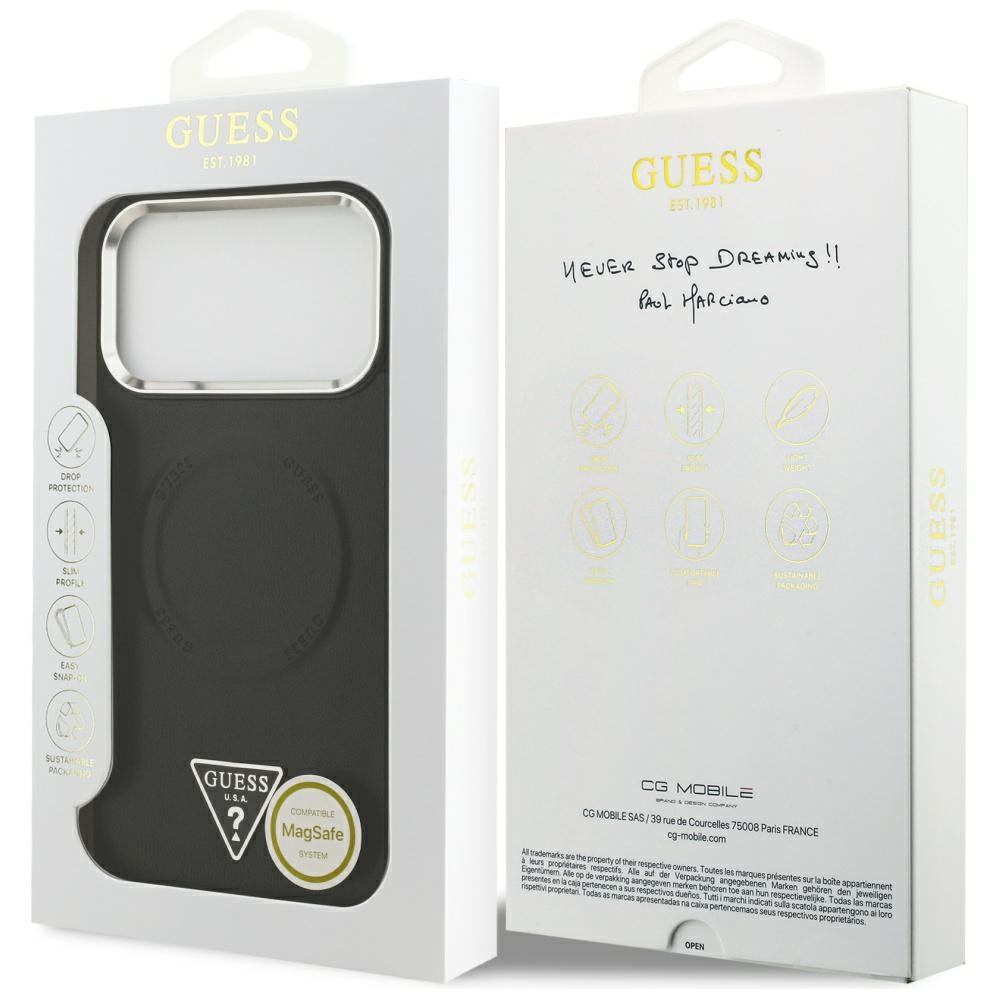 MagSafe futrola za Apple iPhone 17 Pro, Guess, Triangle Logo, Crno Srebrna