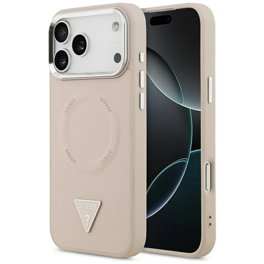 MagSafe futrola za Apple iPhone 17 Pro, Guess, Triangle Logo, Srebrno Roza