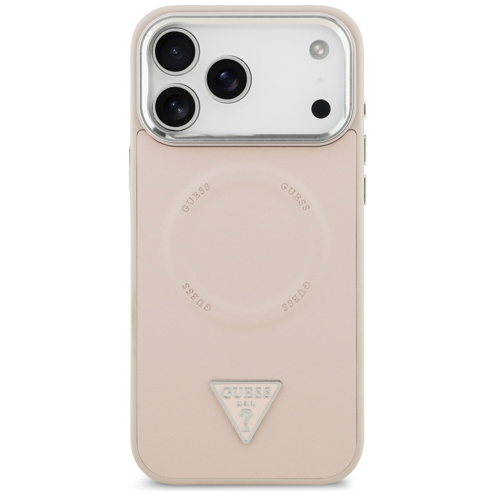 MagSafe futrola za Apple iPhone 17 Pro, Guess, Triangle Logo, Srebrno Roza