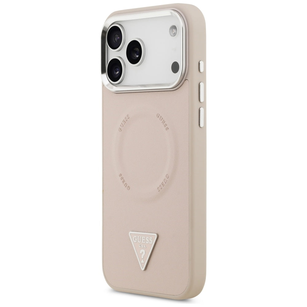 MagSafe futrola za Apple iPhone 17 Pro, Guess, Triangle Logo, Srebrno Roza