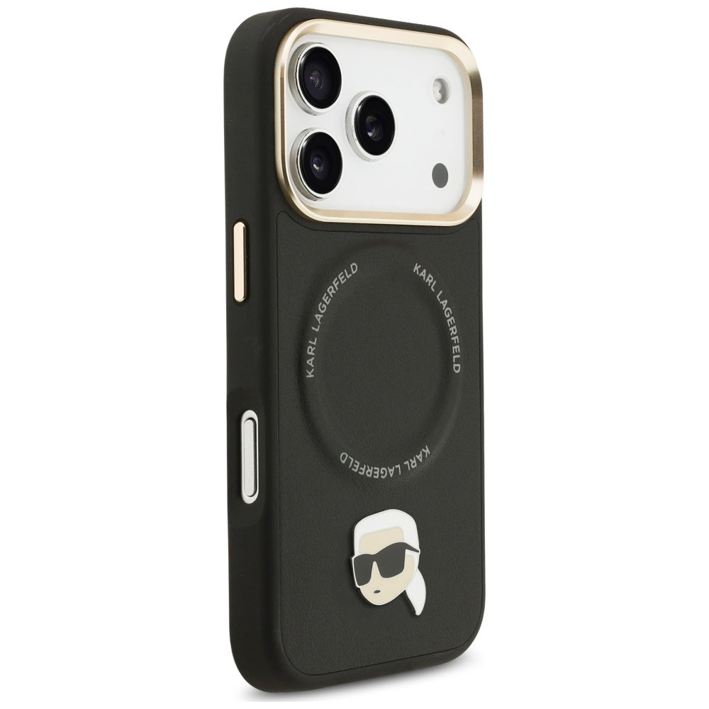 Futrola MagSafe za Apple iPhone 17 Pro, Karl Lagerfeld, Big Strap Karl Metal Logo, Crna