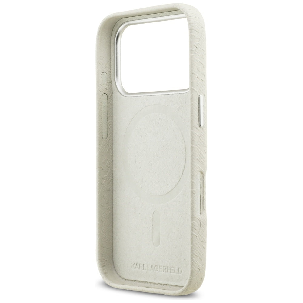 MagSafe futrola za Apple iPhone 17 Pro, Karl Lagerfeld, FW Stamped Karl, Bež