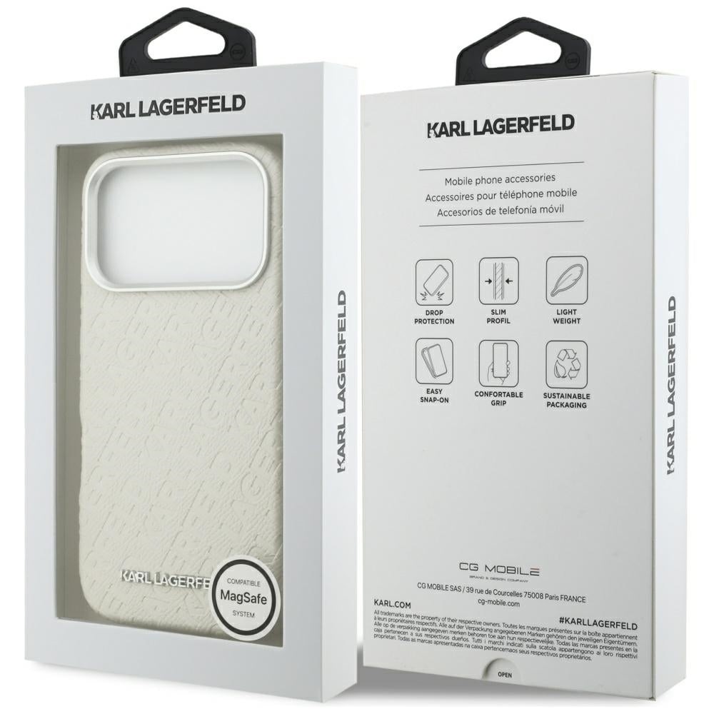 MagSafe futrola za Apple iPhone 17 Pro, Karl Lagerfeld, FW Stamped Karl, Bež