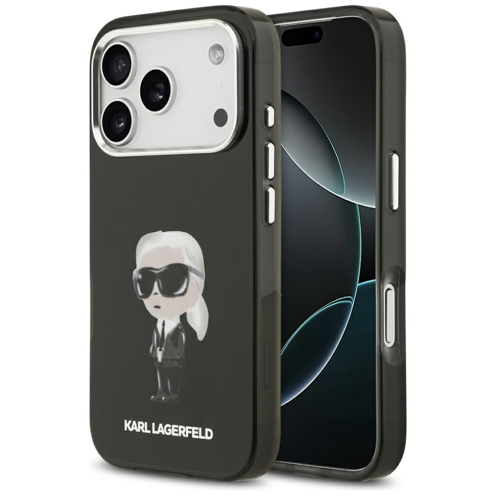 Futrola MagSafe za Apple iPhone 17 Pro, Karl Lagerfeld, IML Aquarelle Karl Ikonik, Crna