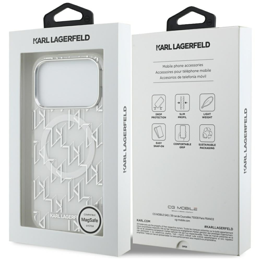 Futrola MagSafe za Apple iPhone 17 Pro, Karl Lagerfeld, IML KL Monogram, Bijela