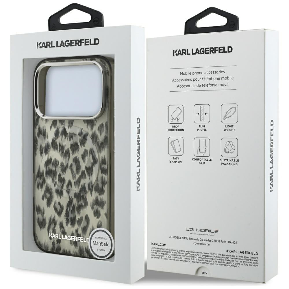 Futrola MagSafe za Apple iPhone 17 Pro, Karl Lagerfeld, IML Leopard uzorak, Smeđa