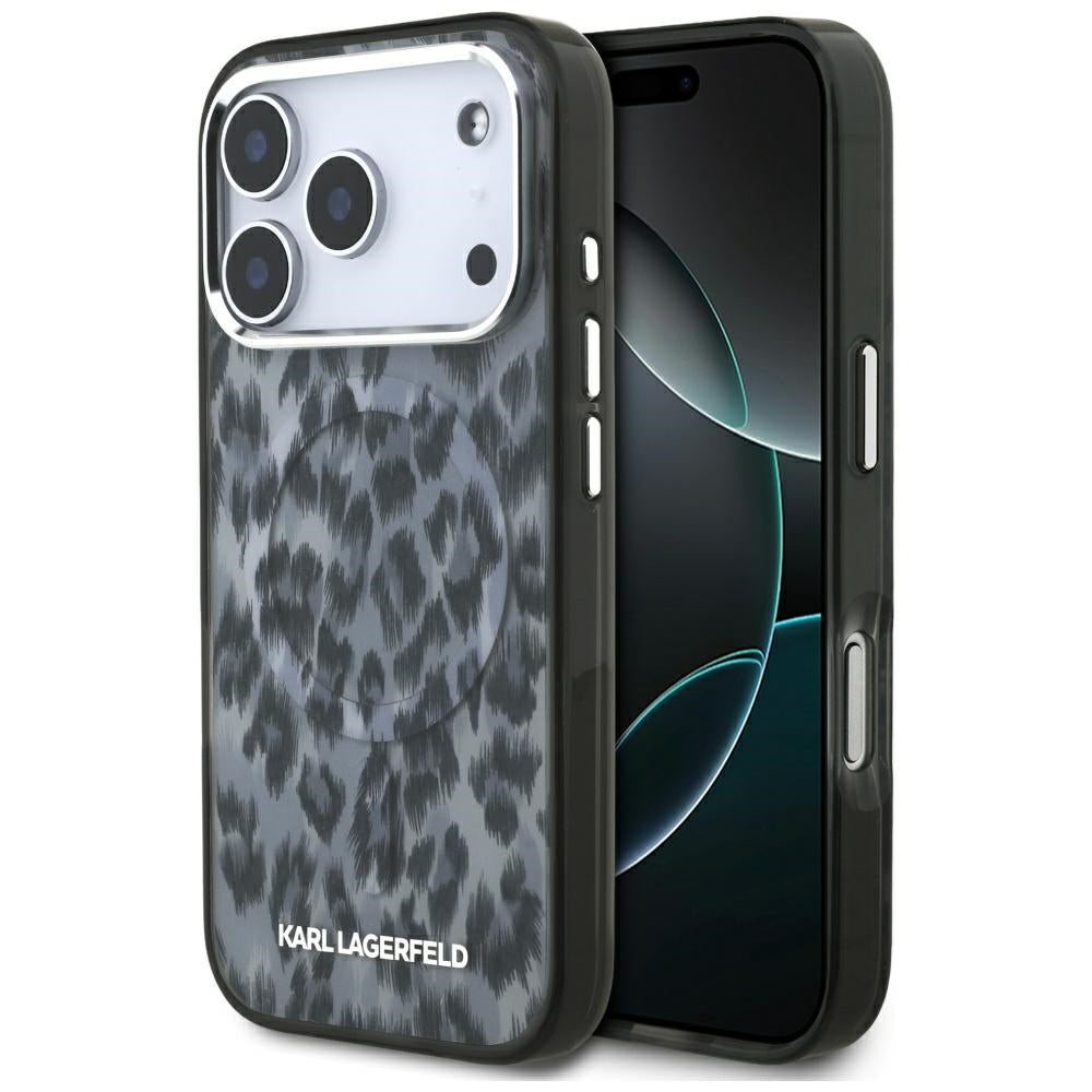 Futrola MagSafe za Apple iPhone 17 Pro, Karl Lagerfeld, IML Leopard uzorak, Crna