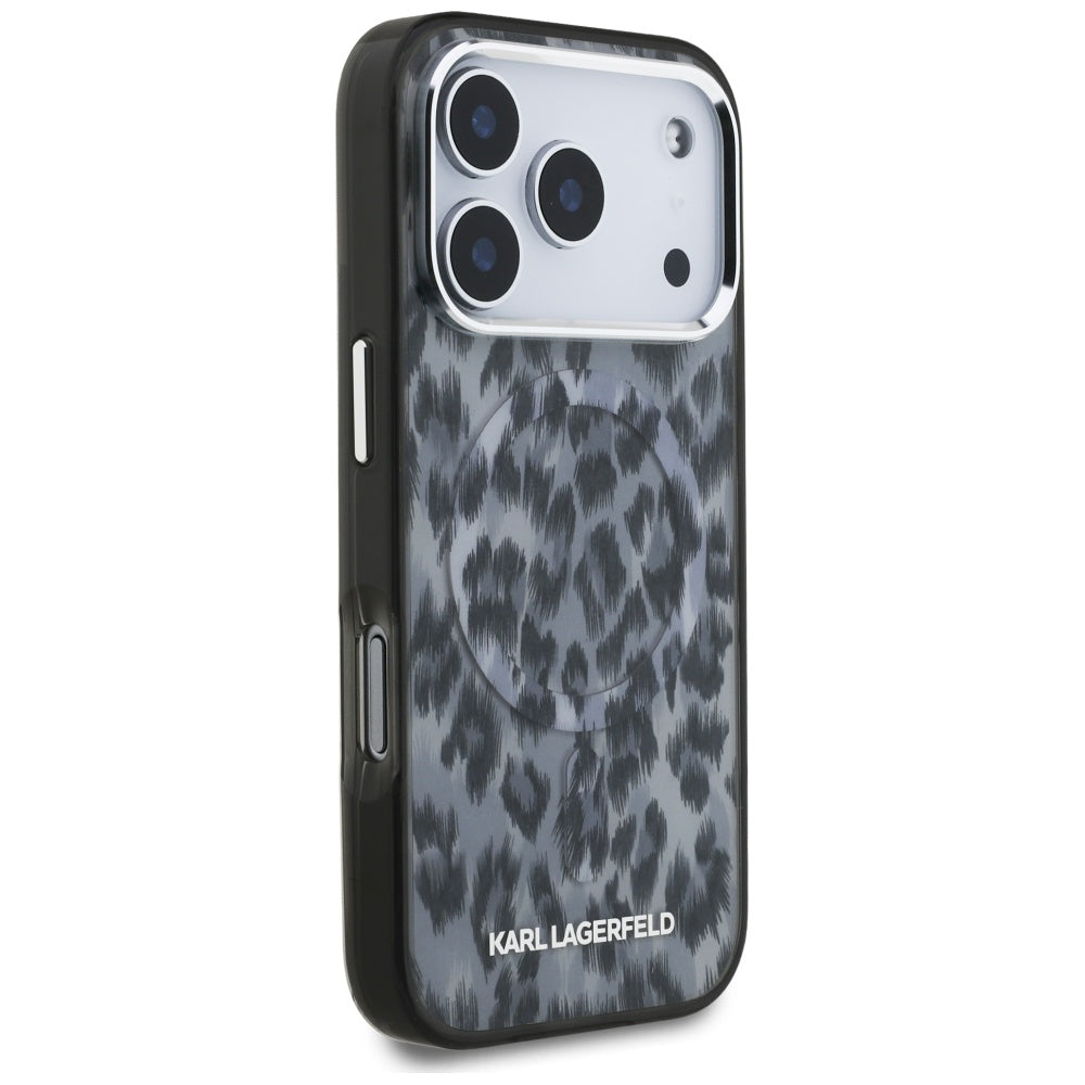 Futrola MagSafe za Apple iPhone 17 Pro, Karl Lagerfeld, IML Leopard uzorak, Crna