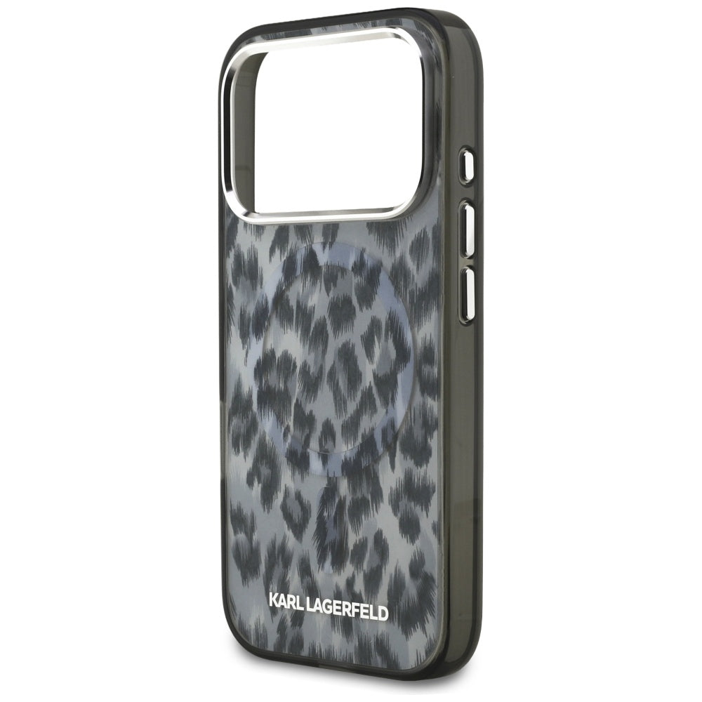 Futrola MagSafe za Apple iPhone 17 Pro, Karl Lagerfeld, IML Leopard uzorak, Crna