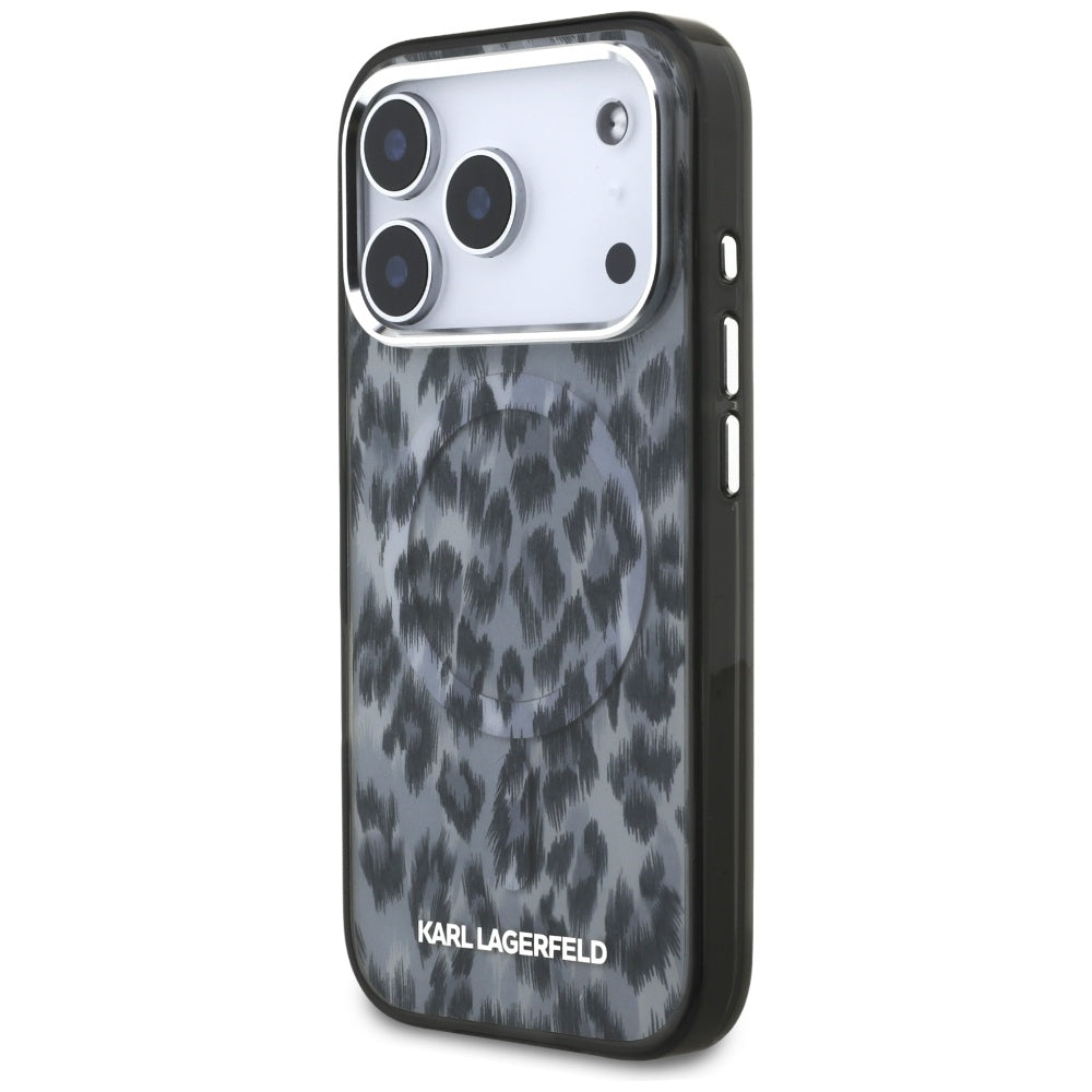 Futrola MagSafe za Apple iPhone 17 Pro, Karl Lagerfeld, IML Leopard uzorak, Crna