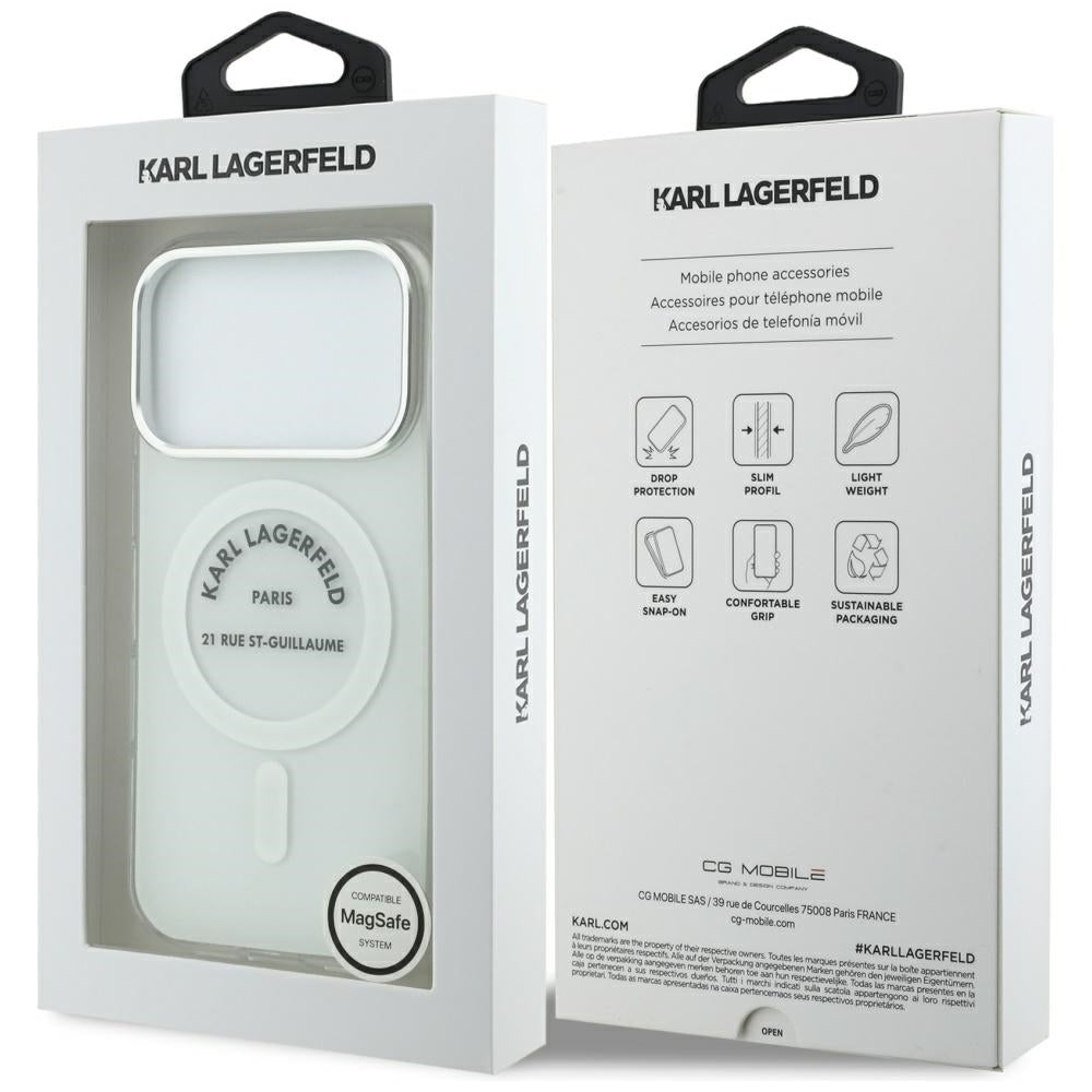 Futrola MagSafe za Apple iPhone 17 Pro, Karl Lagerfeld, IML Logo RSG, Prozirna