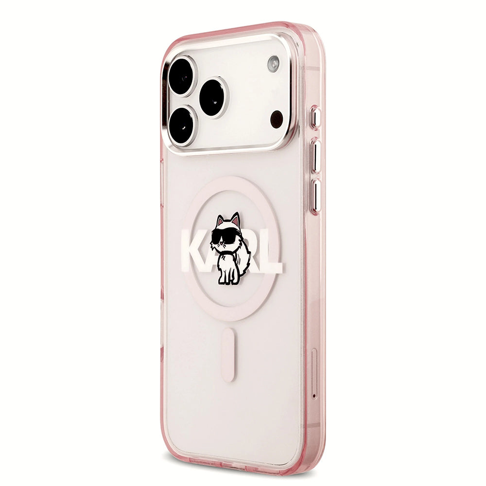 MagSafe futrola za Apple iPhone 17 Pro, Karl Lagerfeld, IML Sketch Logo Choupette, Roza