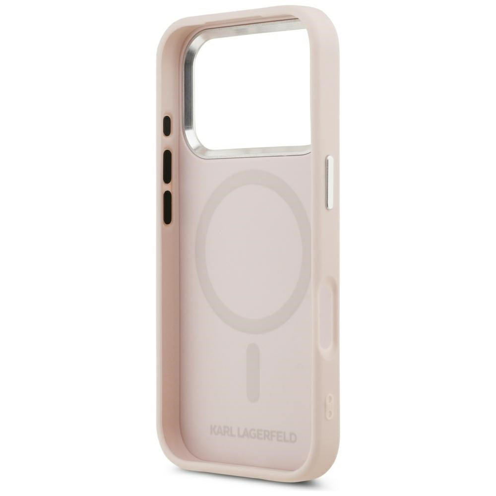Futrola MagSafe za Apple iPhone 17 Pro, Karl Lagerfeld, Initial & Metal Logo, Roza