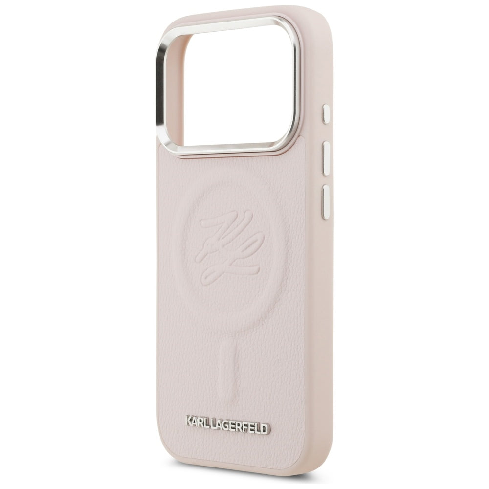 Futrola MagSafe za Apple iPhone 17 Pro, Karl Lagerfeld, Initial & Metal Logo, Roza