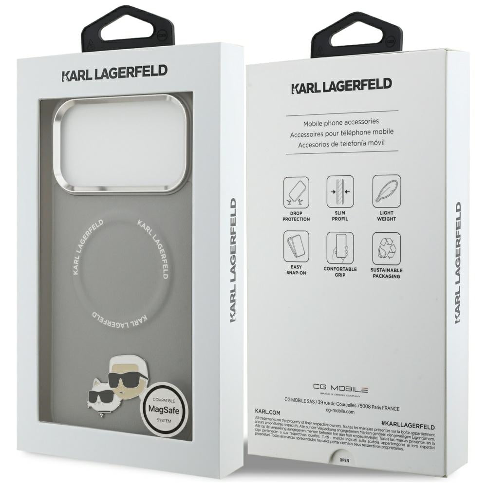 MagSafe futrola za Apple iPhone 17 Pro, Karl Lagerfeld, Karl & Choupette Pins, Siva