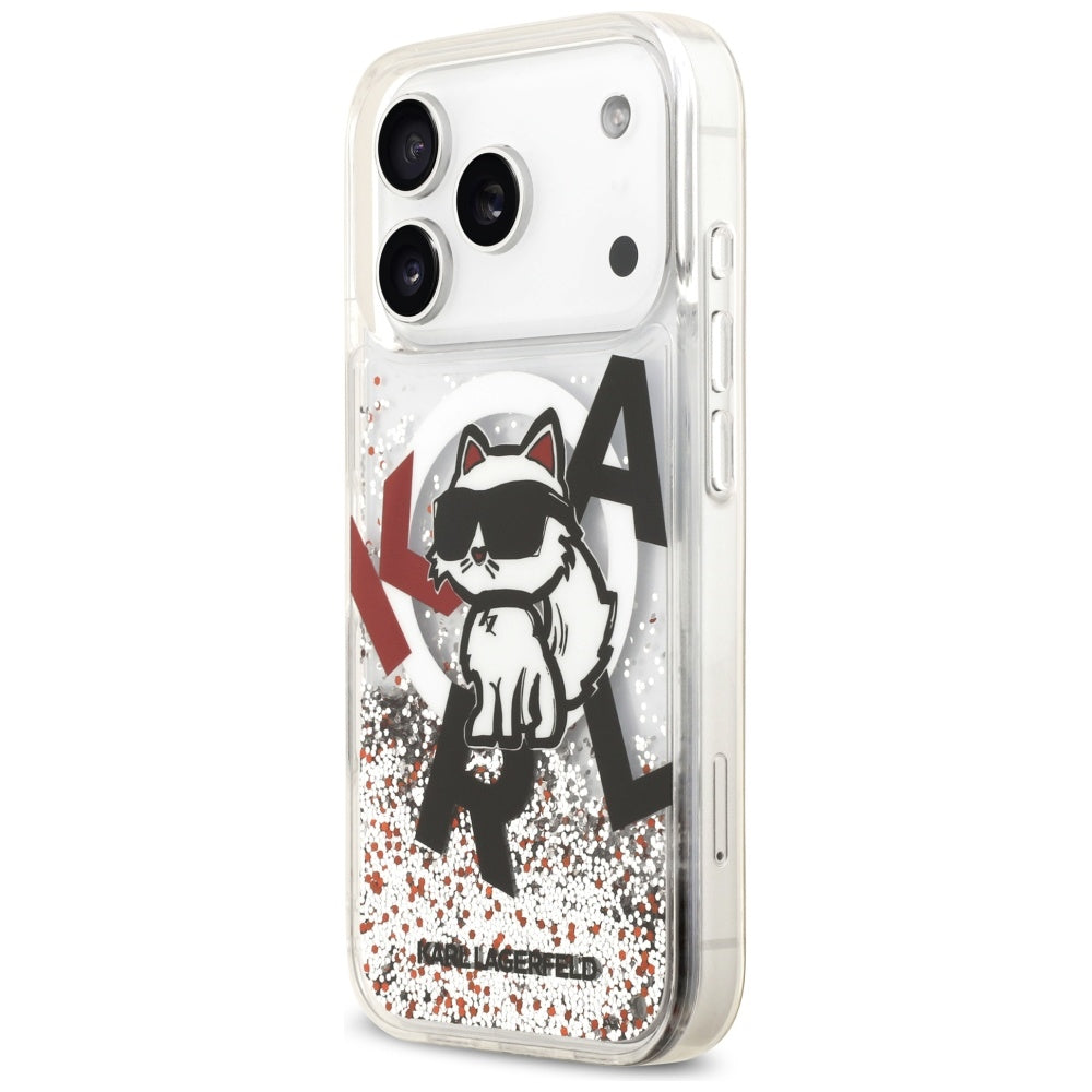 MagSafe futrola za Apple iPhone 17 Pro, Karl Lagerfeld, Liquid Glitter Choupette Logo, Prozirna