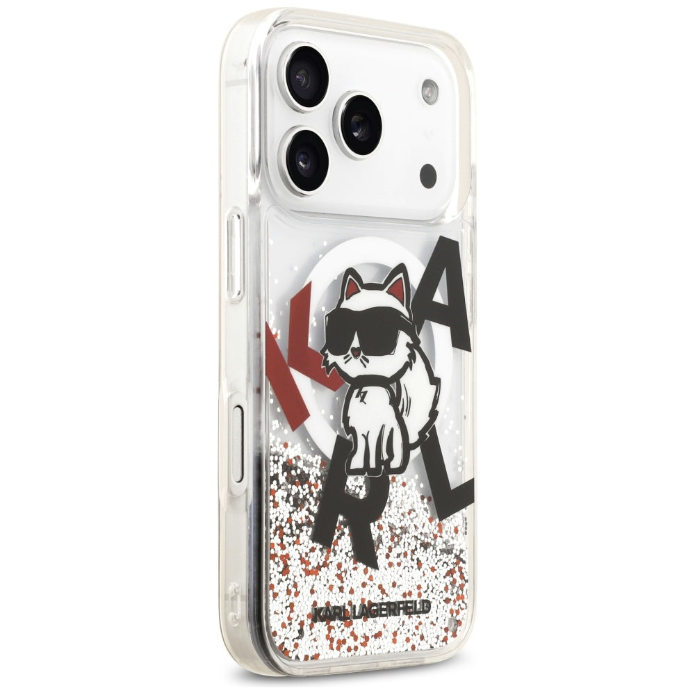 MagSafe futrola za Apple iPhone 17 Pro, Karl Lagerfeld, Liquid Glitter Choupette Logo, Prozirna