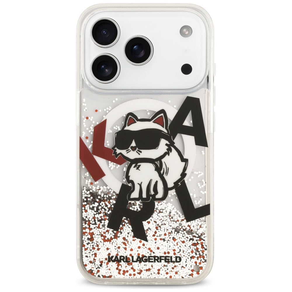 MagSafe futrola za Apple iPhone 17 Pro, Karl Lagerfeld, Liquid Glitter Choupette Logo, Prozirna