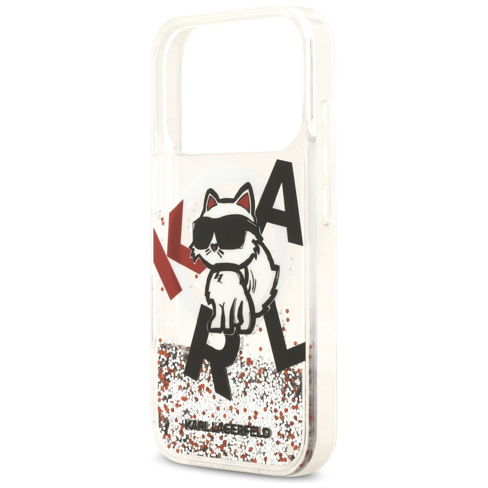 MagSafe futrola za Apple iPhone 17 Pro, Karl Lagerfeld, Liquid Glitter Choupette Logo, Prozirna
