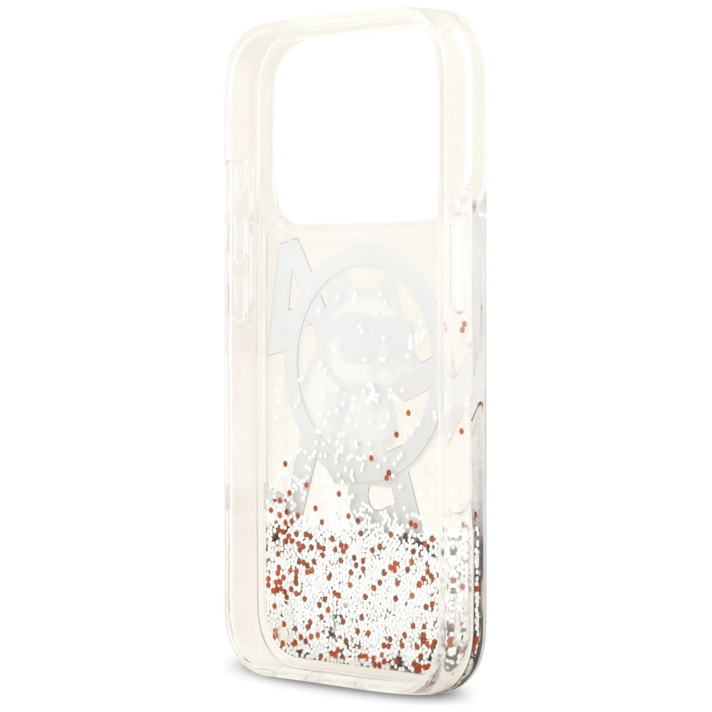 MagSafe futrola za Apple iPhone 17 Pro, Karl Lagerfeld, Liquid Glitter Choupette Logo, Prozirna