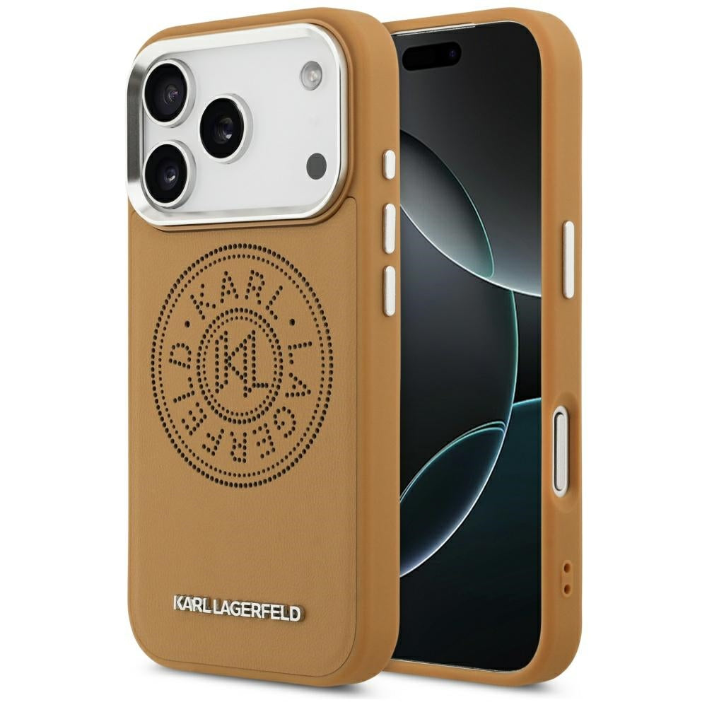 Futrola MagSafe za Apple iPhone 17 Pro, Karl Lagerfeld, Point & Metal Logo, Smeđa