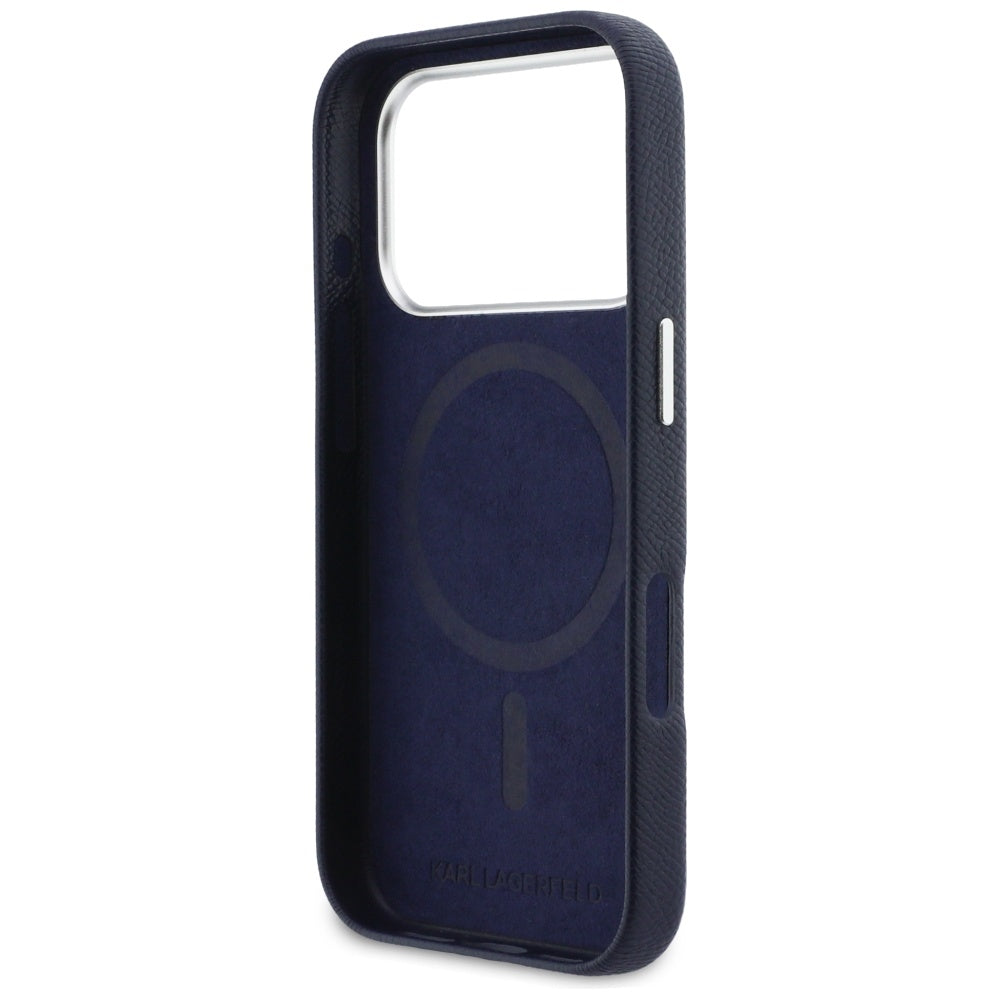 MagSafe futrola za Apple iPhone 17 Pro, Karl Lagerfeld, Saffiano Karl & Choupette Pins, Plava