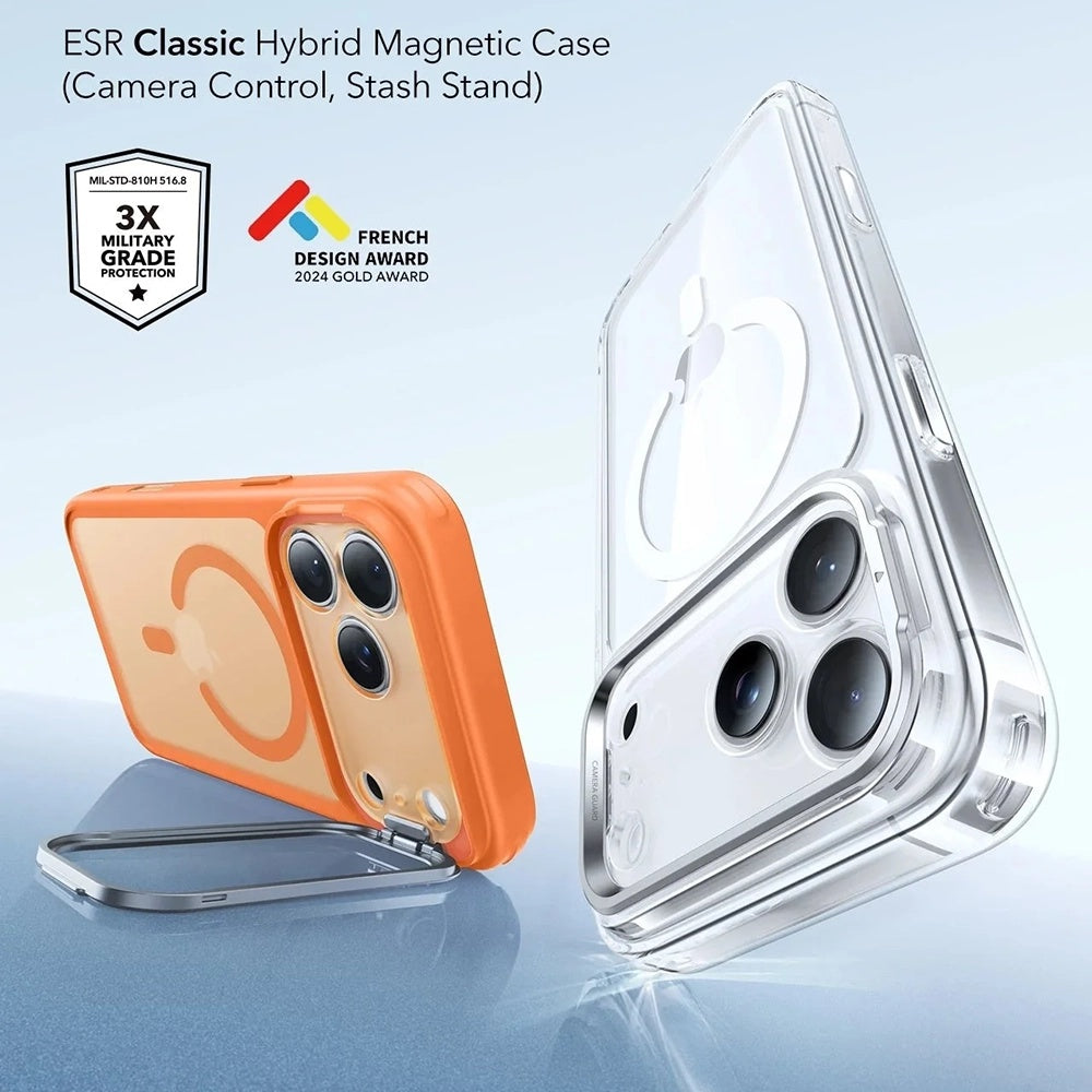 Futrola MagSafe za Apple iPhone 17 Pro Max, ESR, Classic Hybrid Kickstand, Satinirana Narančasta