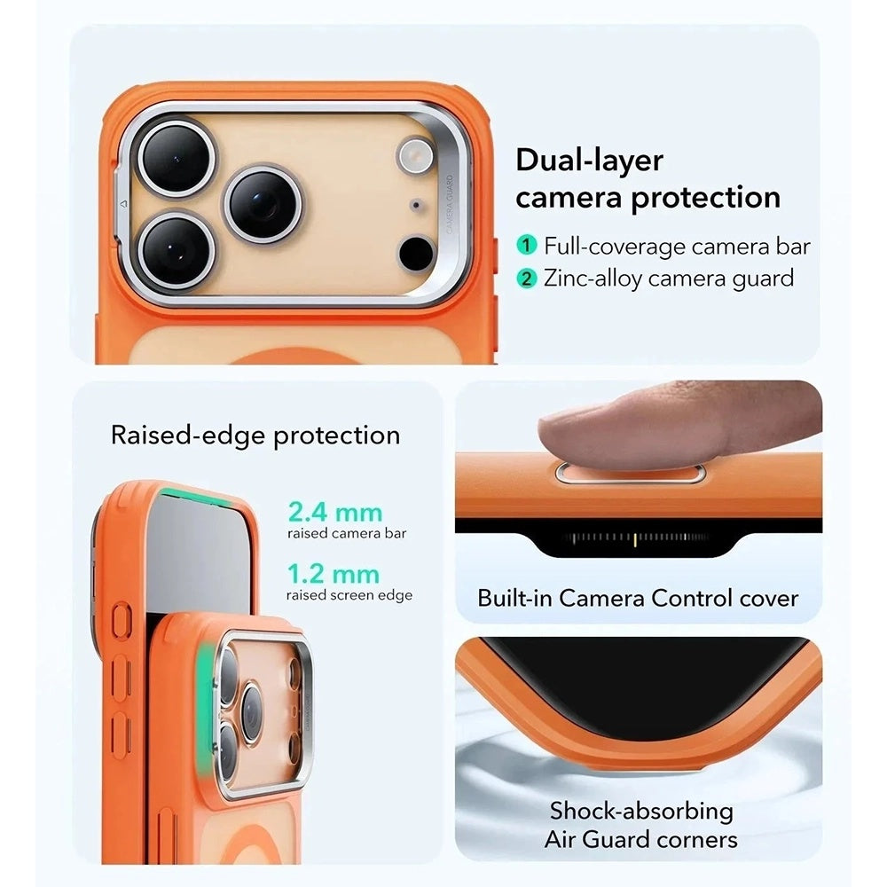 Futrola MagSafe za Apple iPhone 17 Pro Max, ESR, Classic Hybrid Kickstand, Satinirana Narančasta