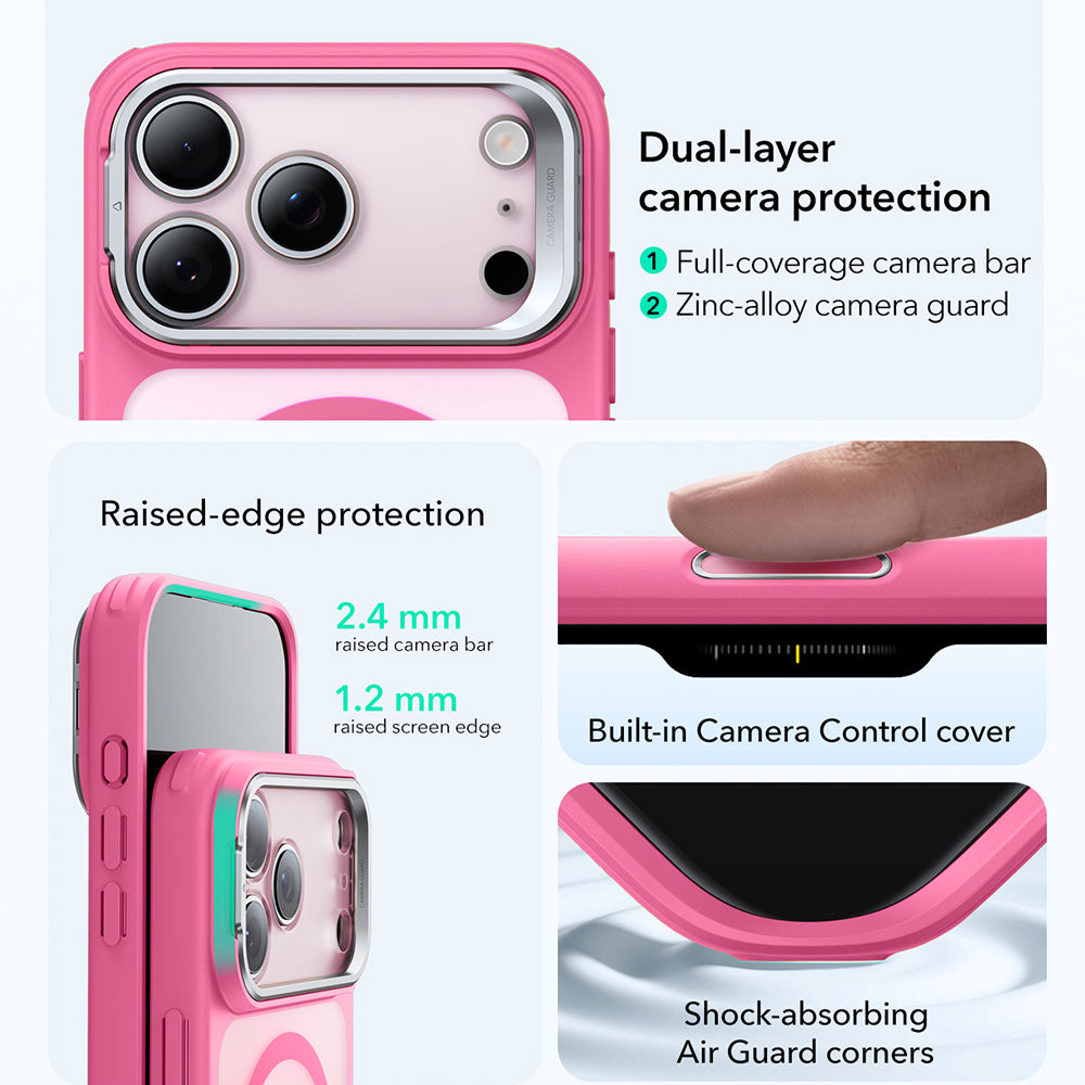 Futrola MagSafe za Apple iPhone 17 Pro Max, ESR, Classic Hybrid Kickstand, Roza Satinirana